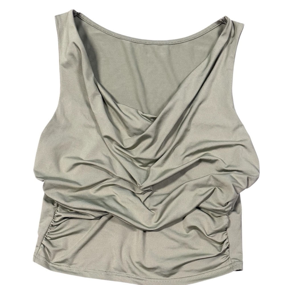 SHEIN Sage Green Sleeveless Draped Top Size Medium